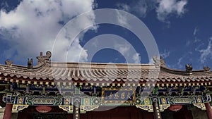 Roof decorations on the territory Giant Wild Goose Pagoda, is a Buddhist pagoda located in southern Xian Sian, Xi`an, China