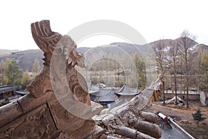 Roof detail mati temple gansu province