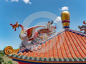 Roof detail of Viharn Sien, Pattaya City, Thailand photo