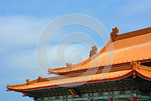 The roof details texture of National Theater and National Concert Hall of Taiwan in Chiang Kai-Shek Memorial Hall area
