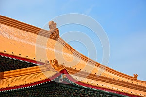 The roof details texture of National Theater and National Concert Hall of Taiwan in Chiang Kai-Shek Memorial Hall area