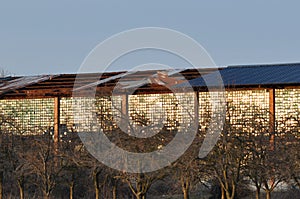 Roof of deteriorated old factory