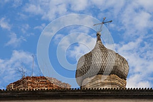 Roof of dilapidated church