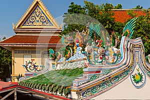 Roof of Famous temple in Bangkok, Wat Ratchaburana, Bangkok, Thailand