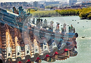 Roof Figurines Longevity Hill Tower Summer Palace Beijing China