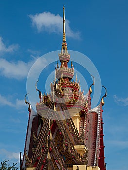 Roof gable Golden Thai style temple.