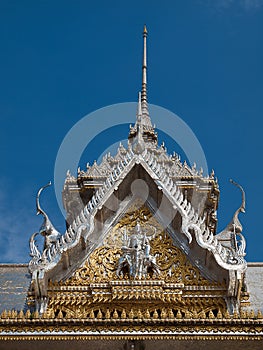 Roof gable Golden Thai style temple.