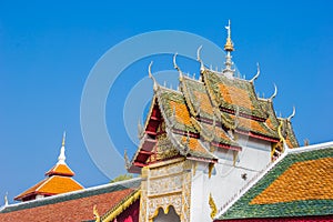 The roof gable of temple in Lamphun,Thailand