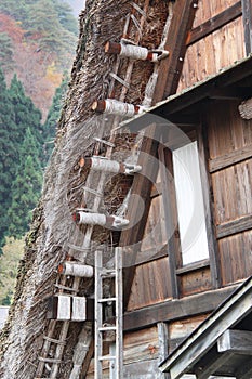 Roof of a gassho-style house in Shirakawago Village