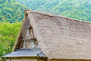 Roof of a gassho-zukuri farmhouse, in Suganuma village