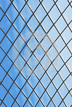 Roof glass modern windows metal grid blue sky pattern