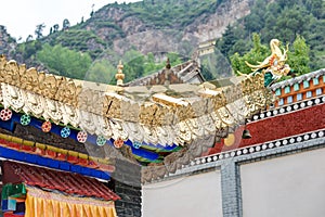 Roof at Gonlung Champa Ling(Youningsi). a famous Monastery in Huzhu, Qinghai, China.