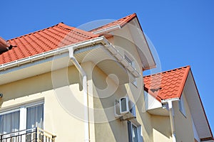 Roof guttering pipeline system problem area. Install