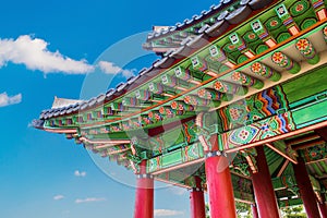 Roof of Gyeongbokgung palace in Korea