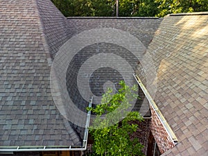 Roof with hail damage and markings from inspection