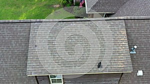 Roof with hail damage and markings from inspection