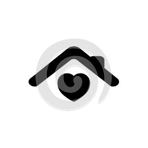 Roof and heart icon. house or home with chimney and love symbol. Happy family, real estate and realty. Vector on isolated white