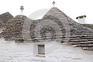 Roof of historical house in Alberobello, Italy, Europe