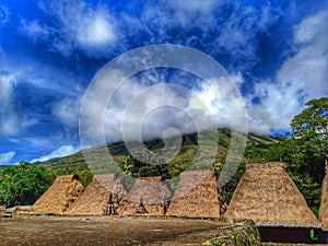 the roof of a house in the Adat Bena village on the island of Flores, Indonesia.