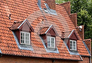 The roof of the house with nice window