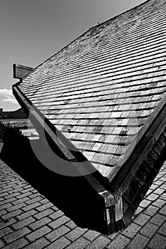 Roof of a house under shade