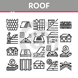 Roof Housetop Material Collection Icons Set Vector