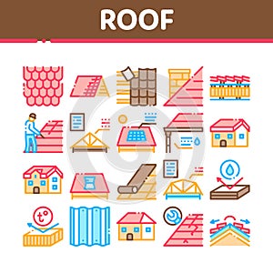 Roof Housetop Material Collection Icons Set Vector