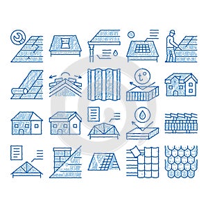 Roof Housetop Material icon hand drawn illustration