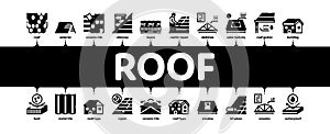 Roof Housetop Material Minimal Infographic Banner Vector