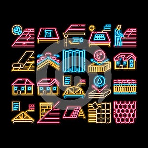 Roof Housetop Material neon glow icon illustration