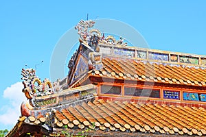 Roof In Imperial Tomb of Minh Mang, Hue Vietnam UNESCO World Heritage Site