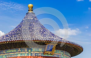 Roof of the Imperial vault of heaven in the Temple of Heaven Park in Beijing