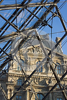 Roof of the Louvre entrance pyramid, Paris, France
