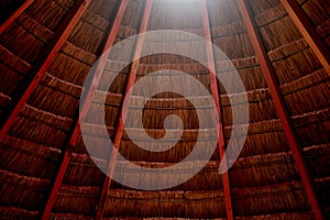 The roof is made of straw.Old roof type. Historical detail