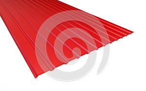 Roof metal sheet red on white background.