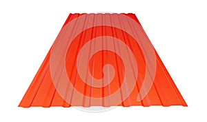 Roof metal sheet red on white background