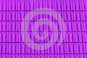 Roof with metallic purple tiles.