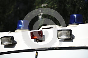 Roof mounted blue light-bar police car