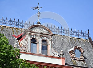 Roof of an old building, built in 1894, Debrecen, Hungary