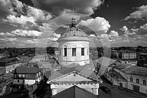 The roof of the old church is visible. The city of Torzhok. Tver. Russia
