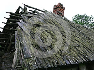 Roof of old house from a lath