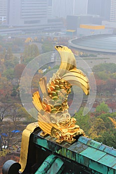 Roof ornament at Osaka Castle in the form of shachi