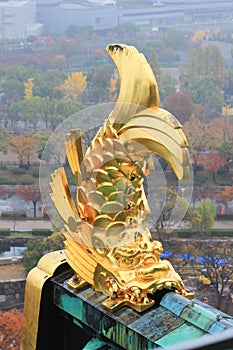 Roof ornament at Osaka Castle in the form of shachi