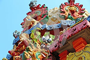 Roof ornaments of a Hindu temple.Architecture of India.Janardana Swami Temple