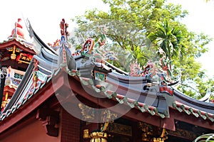 roof of a pavilion at the keng teck whay temple in singapore
