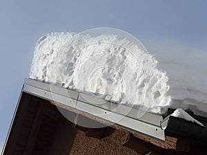 Roof pitch  with a large amount of snow