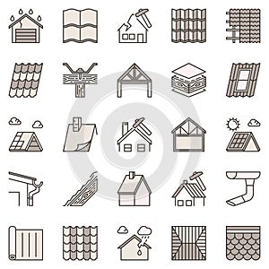 Roof Repair colored icons set. Roofing and Housetop concept signs