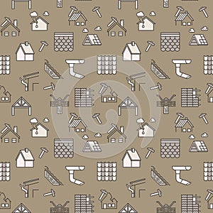 Roof Repair colored seamless pattern - Roofing background