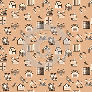Roof Repair modern seamless pattern. Housetop colored background