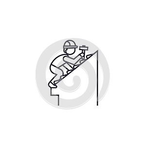 Roof repair vector line icon, sign, illustration on background, editable strokes
